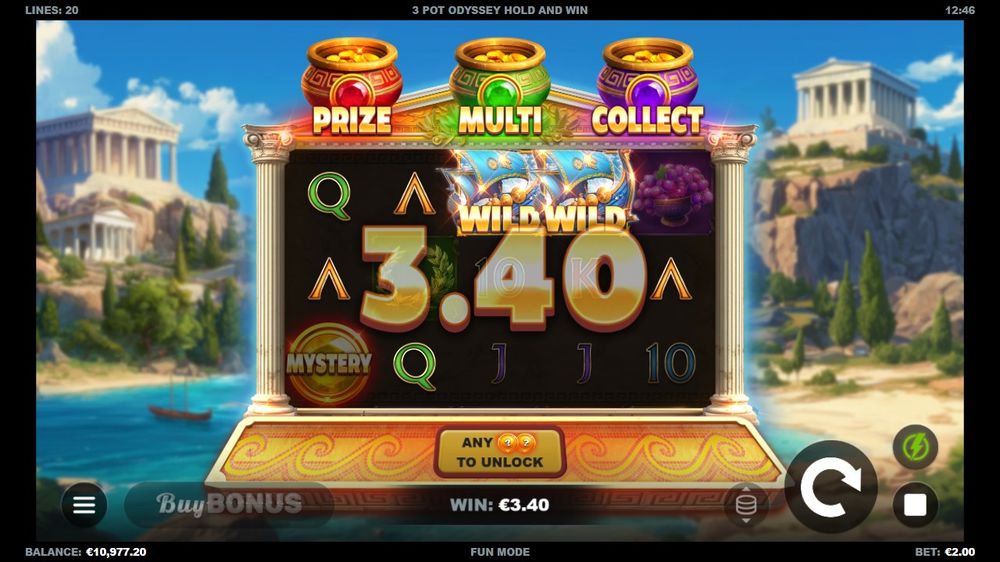 3 Pot Odyssey Hold and Win skærmbillede