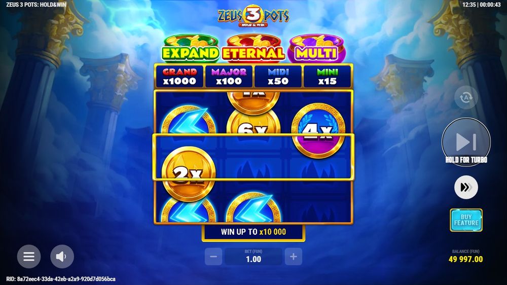 Zeus 3 Pots: Hold & Win skærmbillede