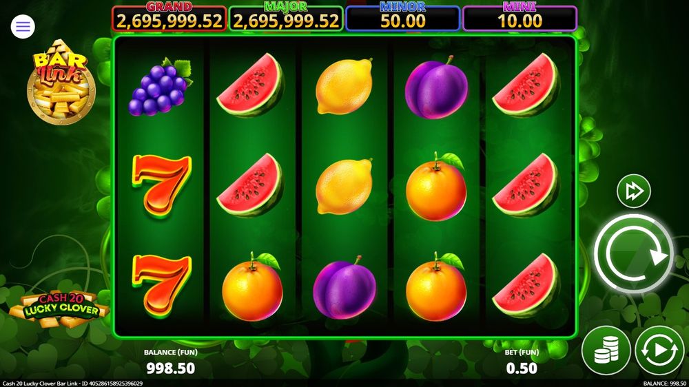 Cash 20 Lucky Clover Bar Link skærmbillede
