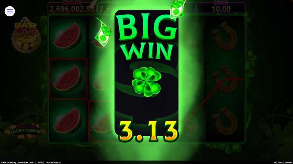 Cash 20 Lucky Clover Bar Link skærmbillede